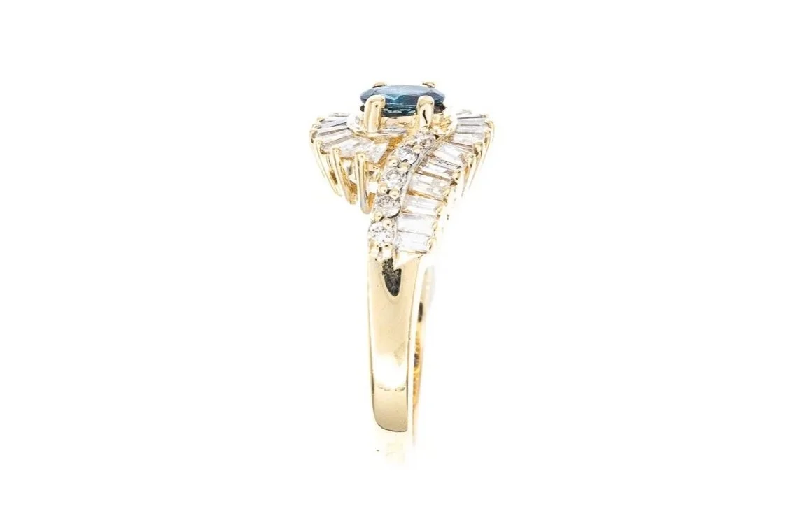 (S)Yellow Gold Diamond Alexandrite Gemstone Ring