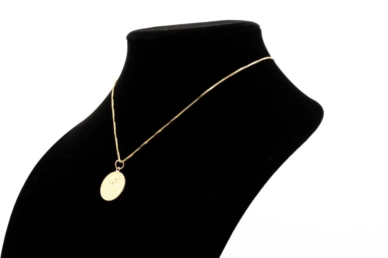(S)Yellow Gold Single Cut Diamond French Francs Coin Pendant