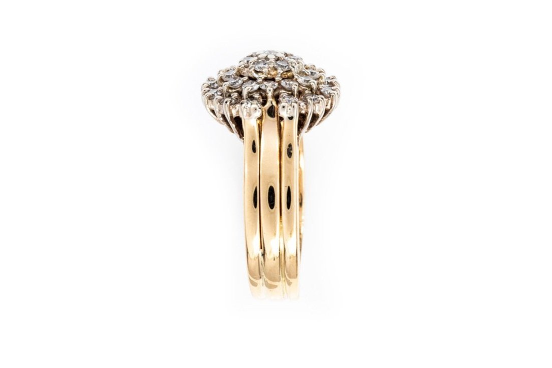 (S)Yellow Gold Single Cut Multi Diamond Ring
