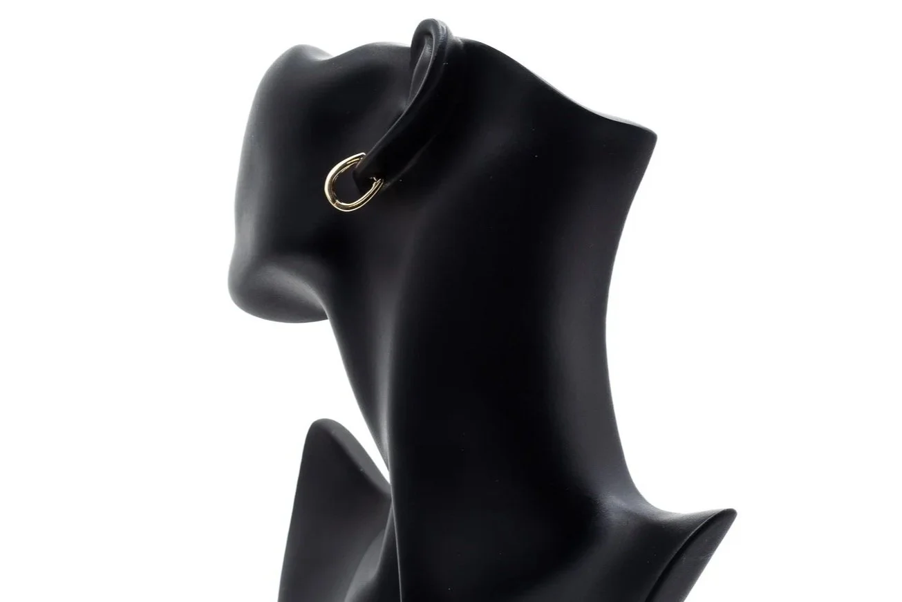 (B)Yellow Gold Round Brilliant Cut Diamond Hoop Earrings