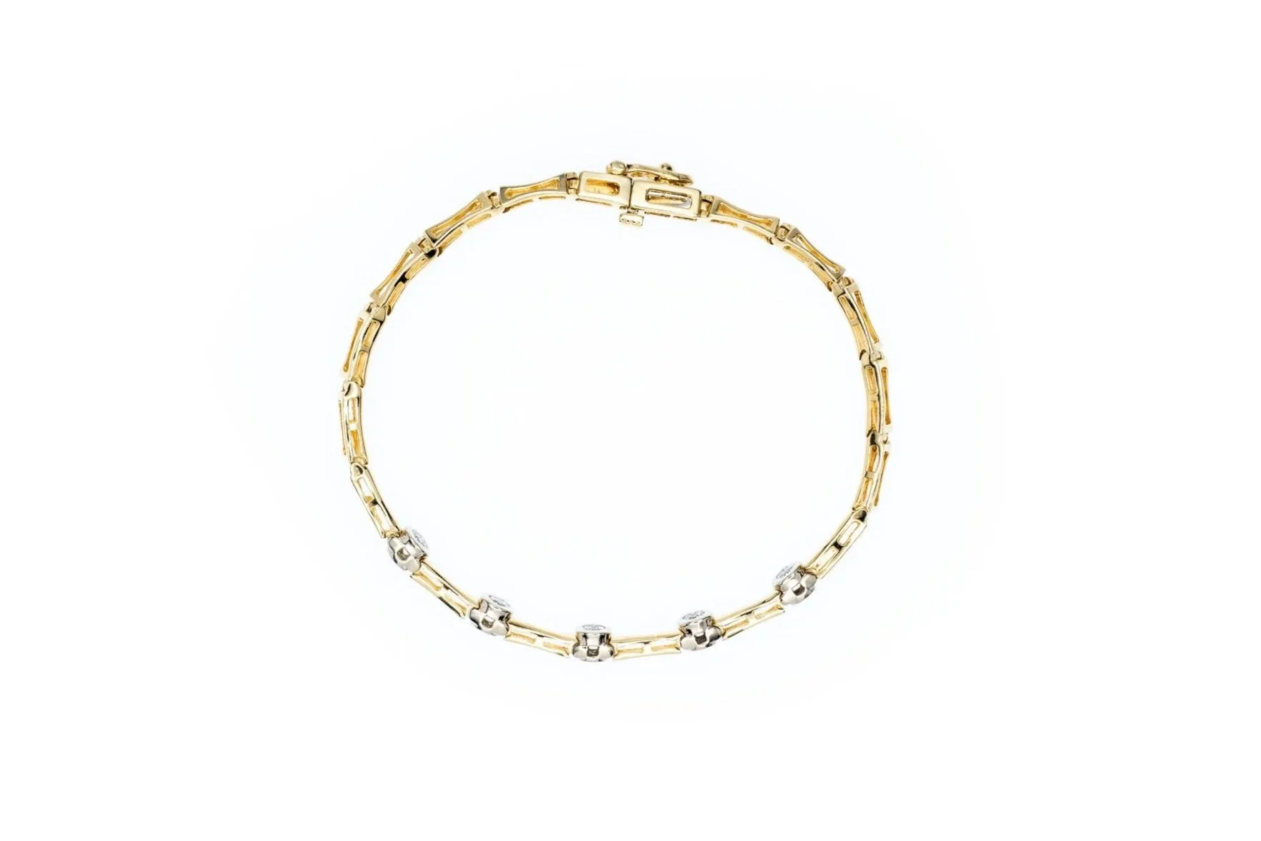 (F)White Yellow Gold Round Brilliant Cut Diamond Tennis Bracelet