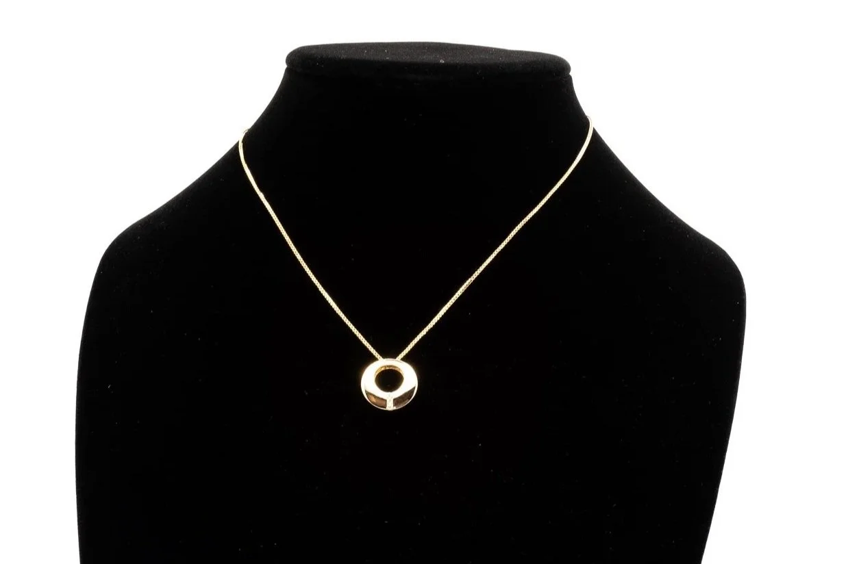 (F)Yellow Gold Round Brilliant Cut Diamond Circle Slider Pendant