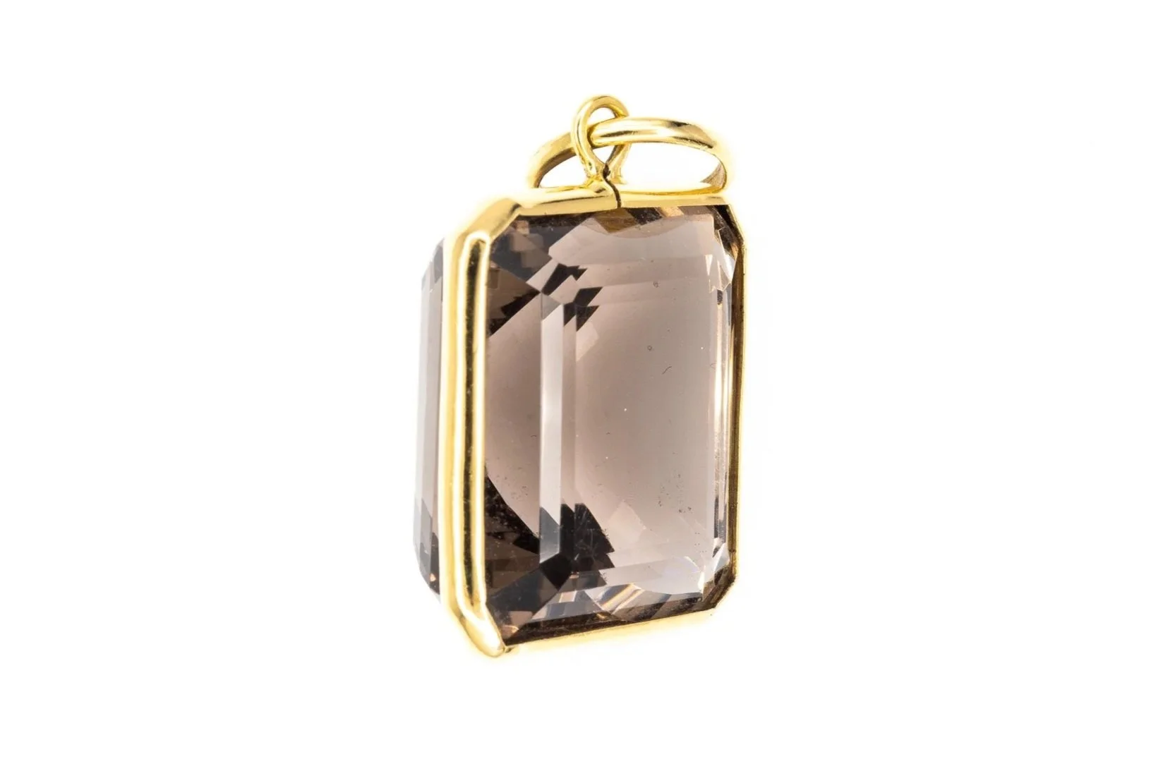 (S)Yellow Gold Solitaire Smoky Quartz Pendant