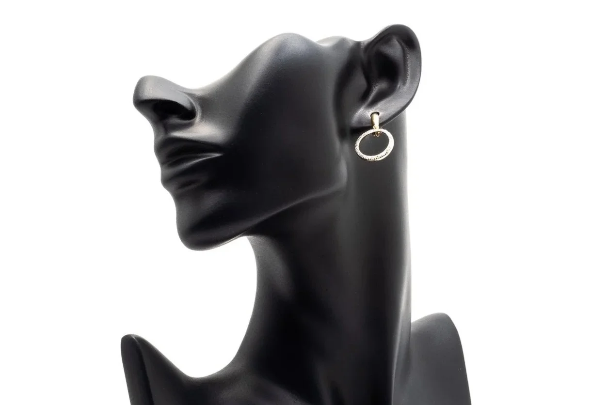 (F)Yellow Gold Single Cut Diamond Drop Dangle Stud Earrings