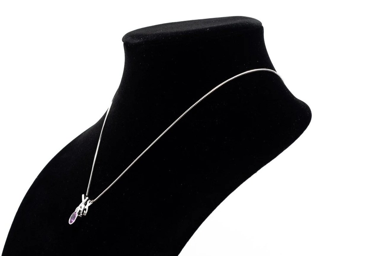 (S)White Gold Diamond Pink Sapphire Slider Pendant