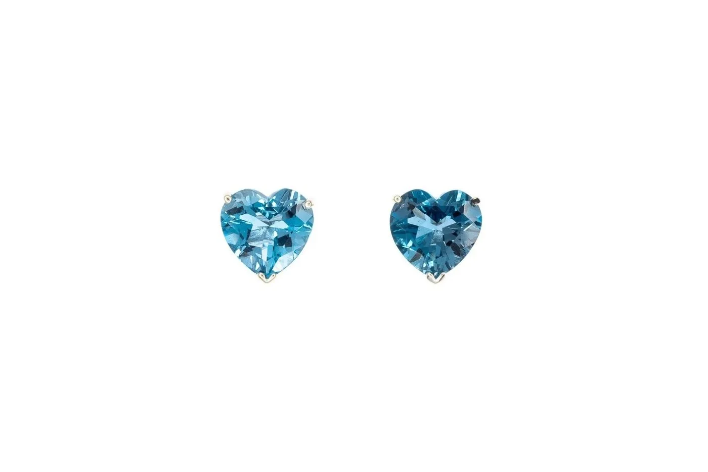 (T)White Gold Solitaire Blue Topaz Stud Earrings