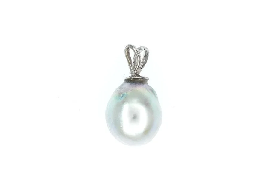 (T)White Gold Solitaire Tahitian Cultured Pearl Pendant