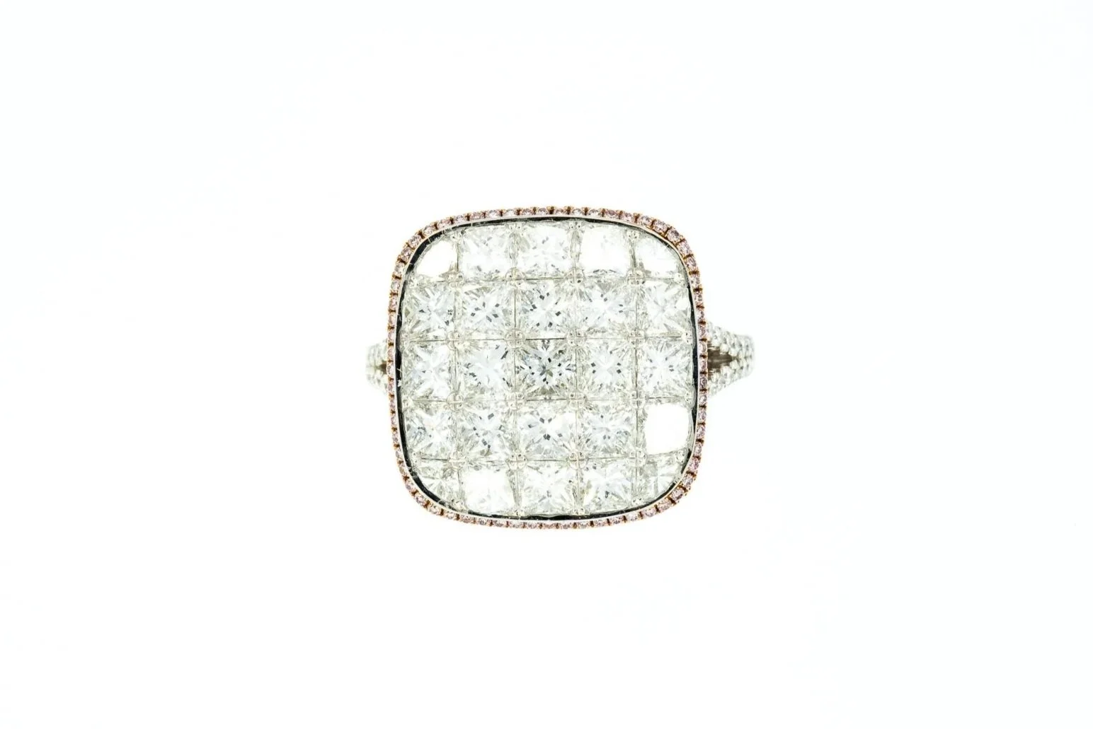(T)White Rose Gold Princess Triangular Cut Diamond Simon G Designer Ring