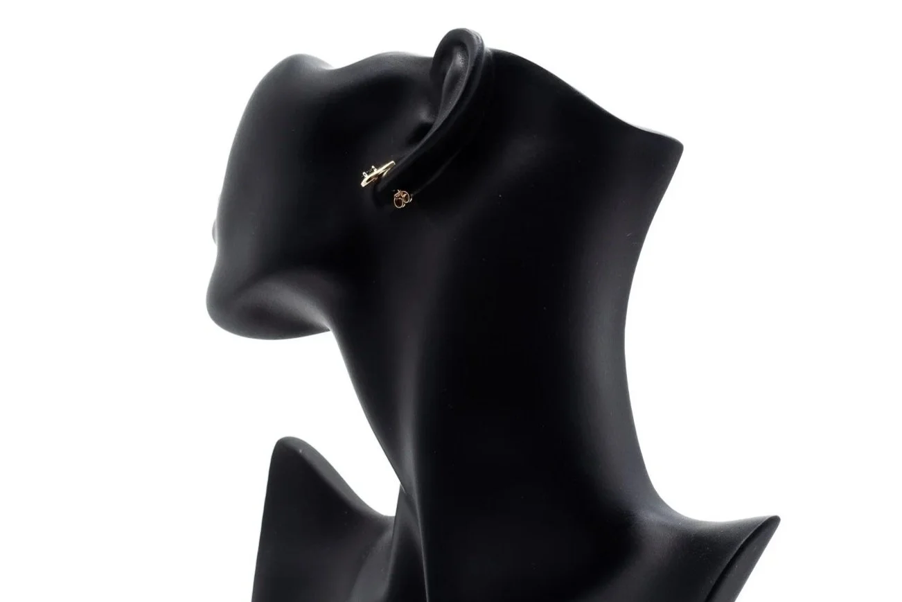 (B)Yellow Gold Diamond Sapphire Drop Stud Earrings