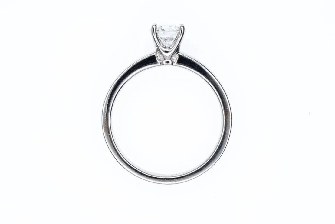 (F)White Gold Solitaire Round Brilliant Cut Diamond Engagement Ring