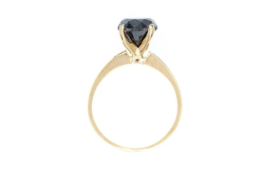 (F)Yellow Gold Solitaire Round Brilliant Cut Diamond Ring