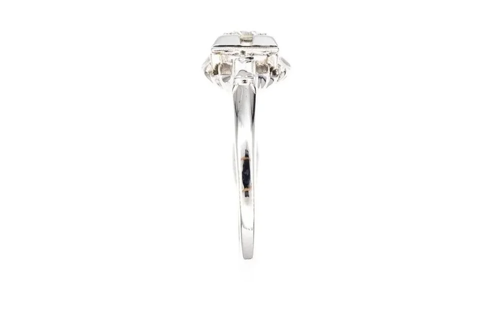 (S)White Gold Old European Cut Antique Art Deco Multi Diamond Ring