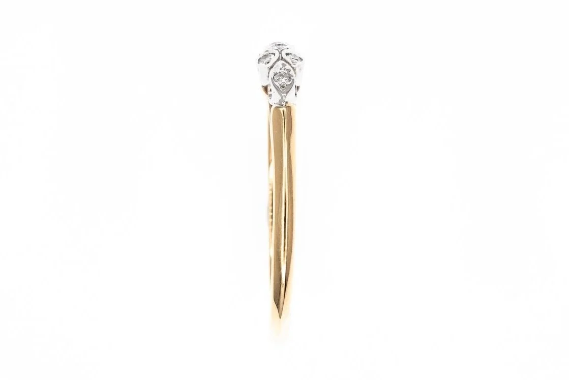 (S)Yellow White Gold Single Cut Diamond Ladies Band