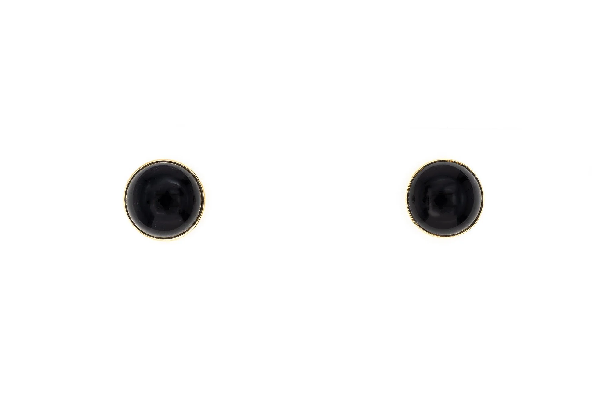 (T)Yellow Gold Solitaire Black Onyx Stud Earrings