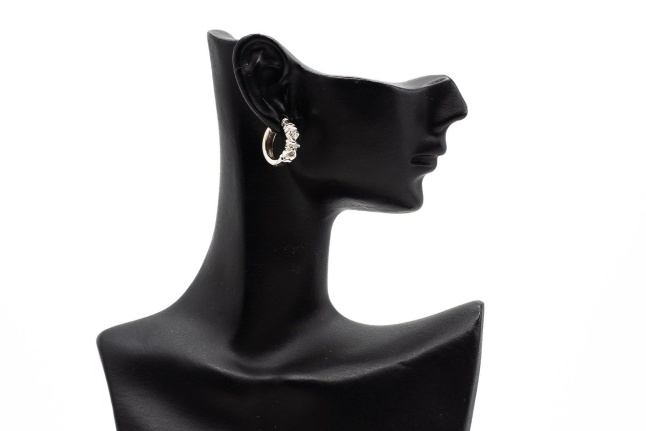 (S)White Gold Diamond Huggie Earrings