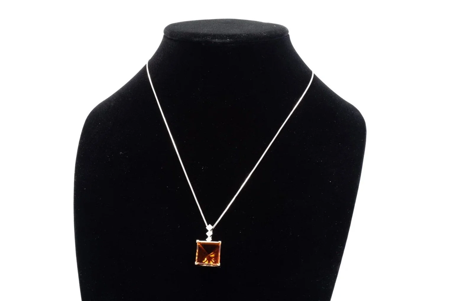 (T)White Yellow Gold Diamond Citrine Drop Dangle Pendant