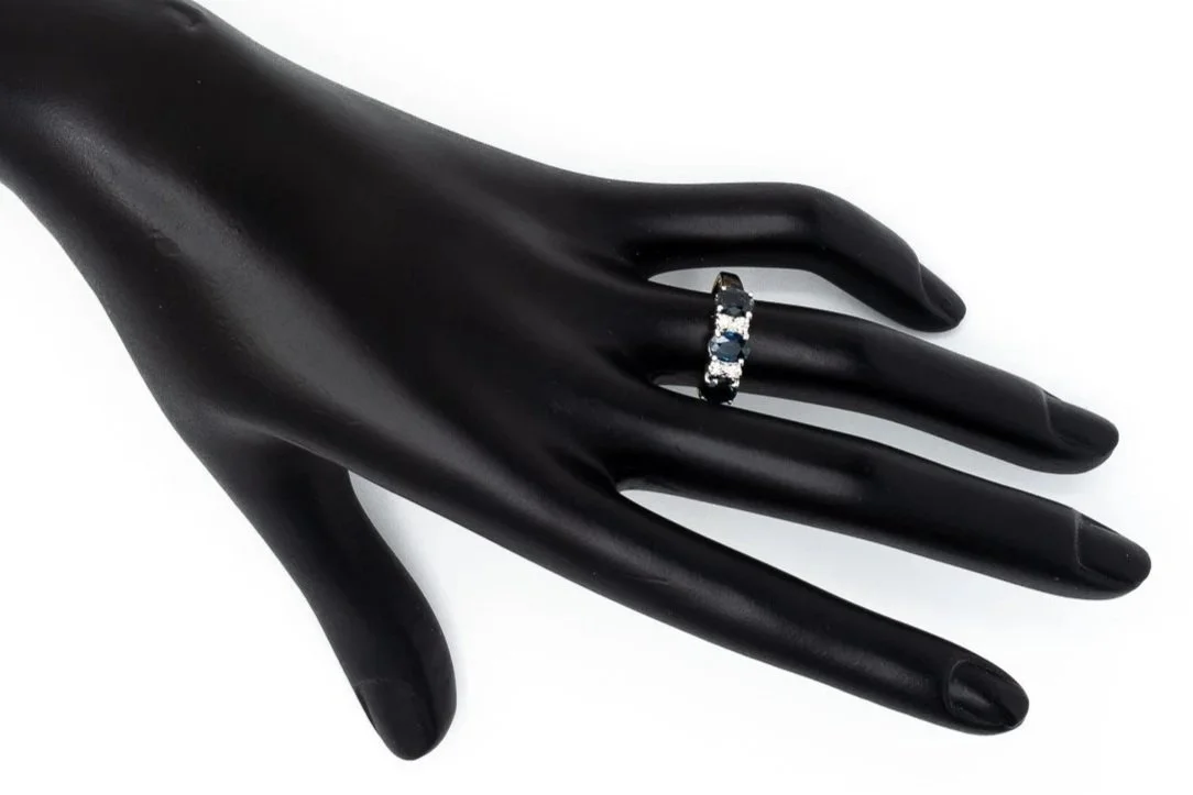 (H)Yellow White Gold Diamond Sapphire Cluster Ring