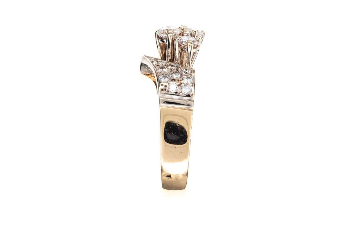 (S)Yellow White Gold Round Brilliant Cut Multi Diamond Ring