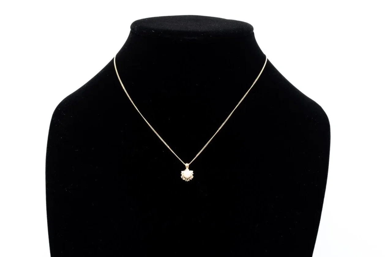 (F)Yellow Gold Akoya Cultured Pearl Diamond Cluster Pendant