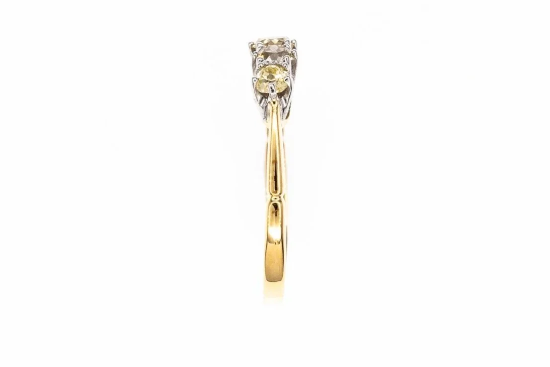 (S)Yellow White Gold Old Mine Cut Antique Four Stone Multi Diamond Ring
