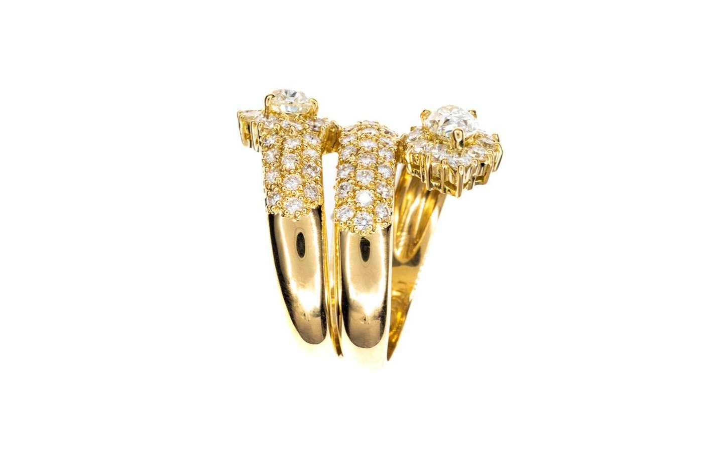 (S)Yellow Gold Pear Brilliant Cut Multi Diamond Ring