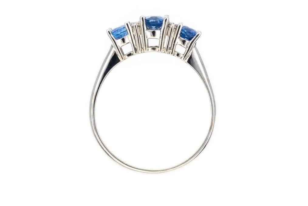 (F)White Gold Diamond Sapphire Gemstone Ring