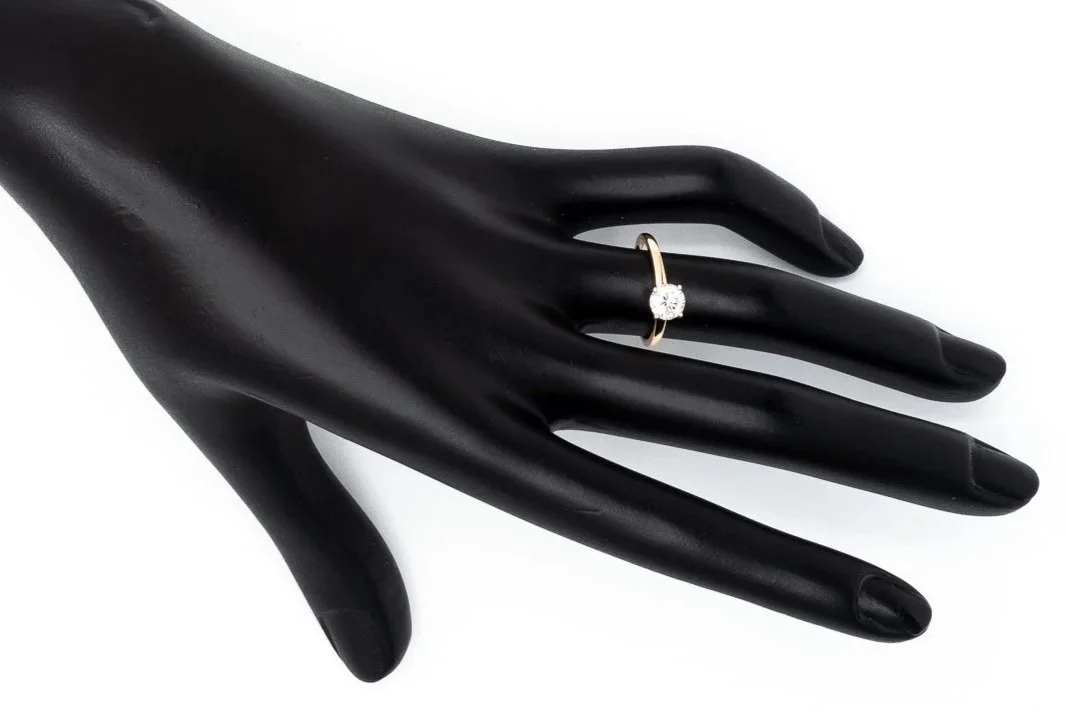 (H)Rose Gold Solitaire Round Brilliant Cut Diamond Engagement Ring