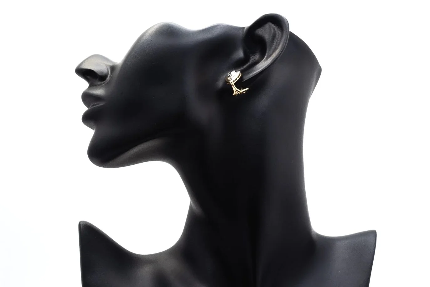 (S)Yellow White Gold Diamond Sapphire Omega Clip Back Stud Earrings