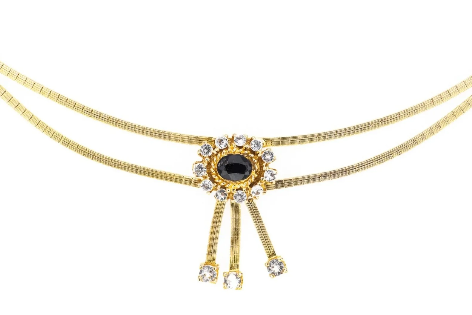(T)Yellow Gold Sapphire Fancy Necklace