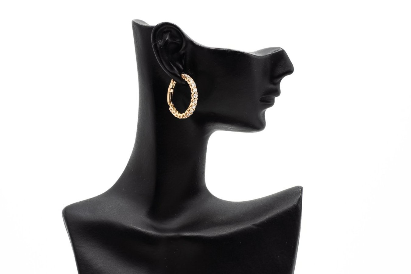 (S)Rose Gold Ruby Diamond Roberto Coin Designer Hoop Earrings
