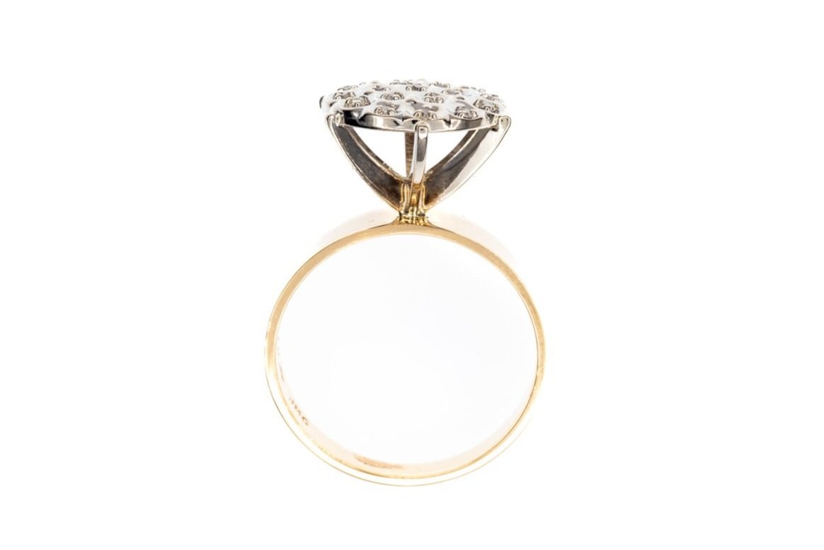 (F)Yellow Gold Single Cut Multi Diamond Ring