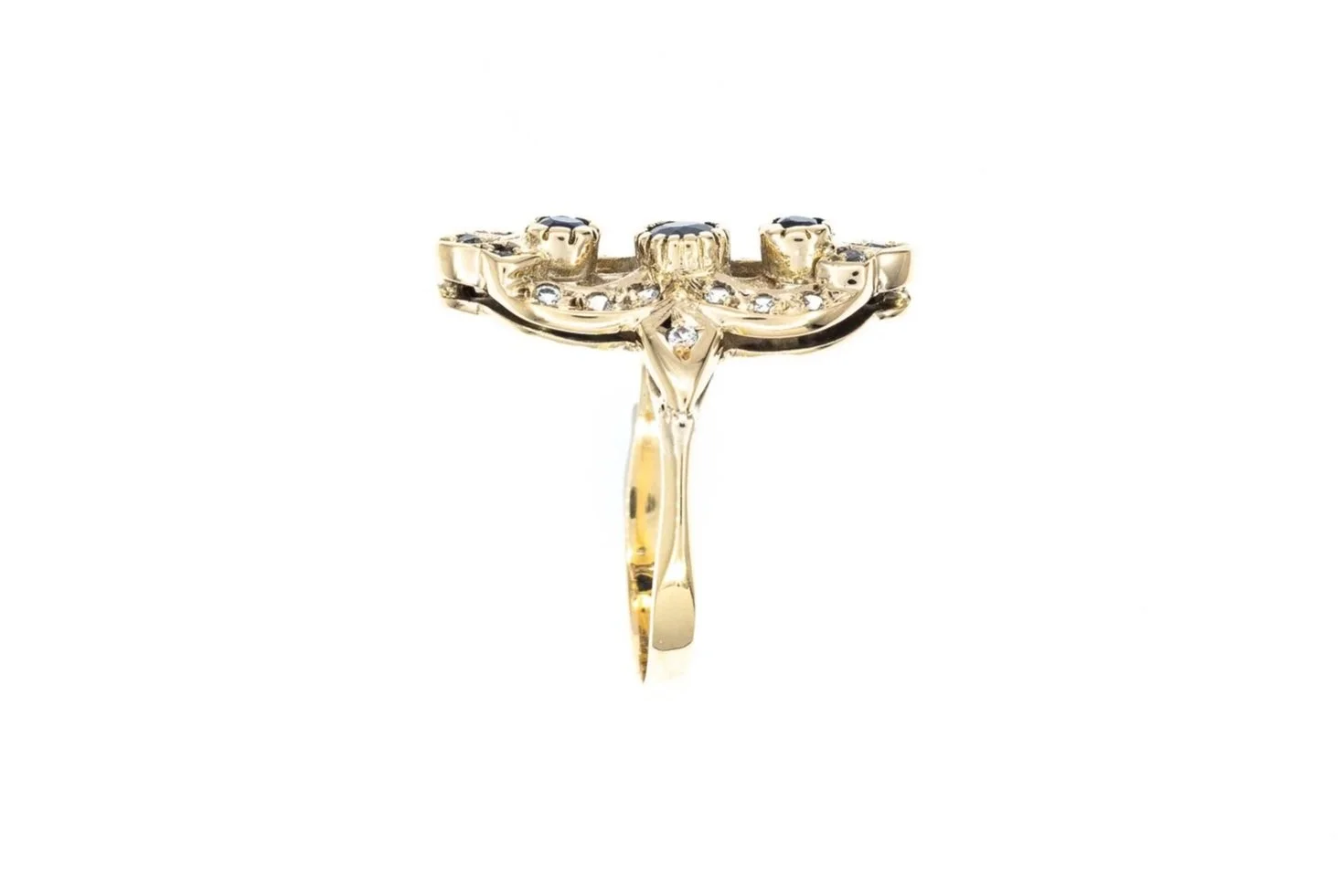 (S)Yellow Gold Cubic Zirconia Sapphire Gemstone Ring