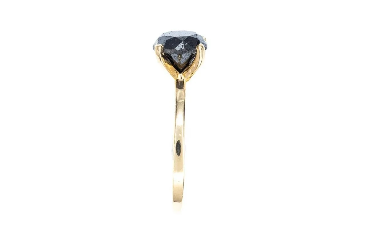 (S)Yellow Gold Solitaire Round Brilliant Cut Diamond Ring