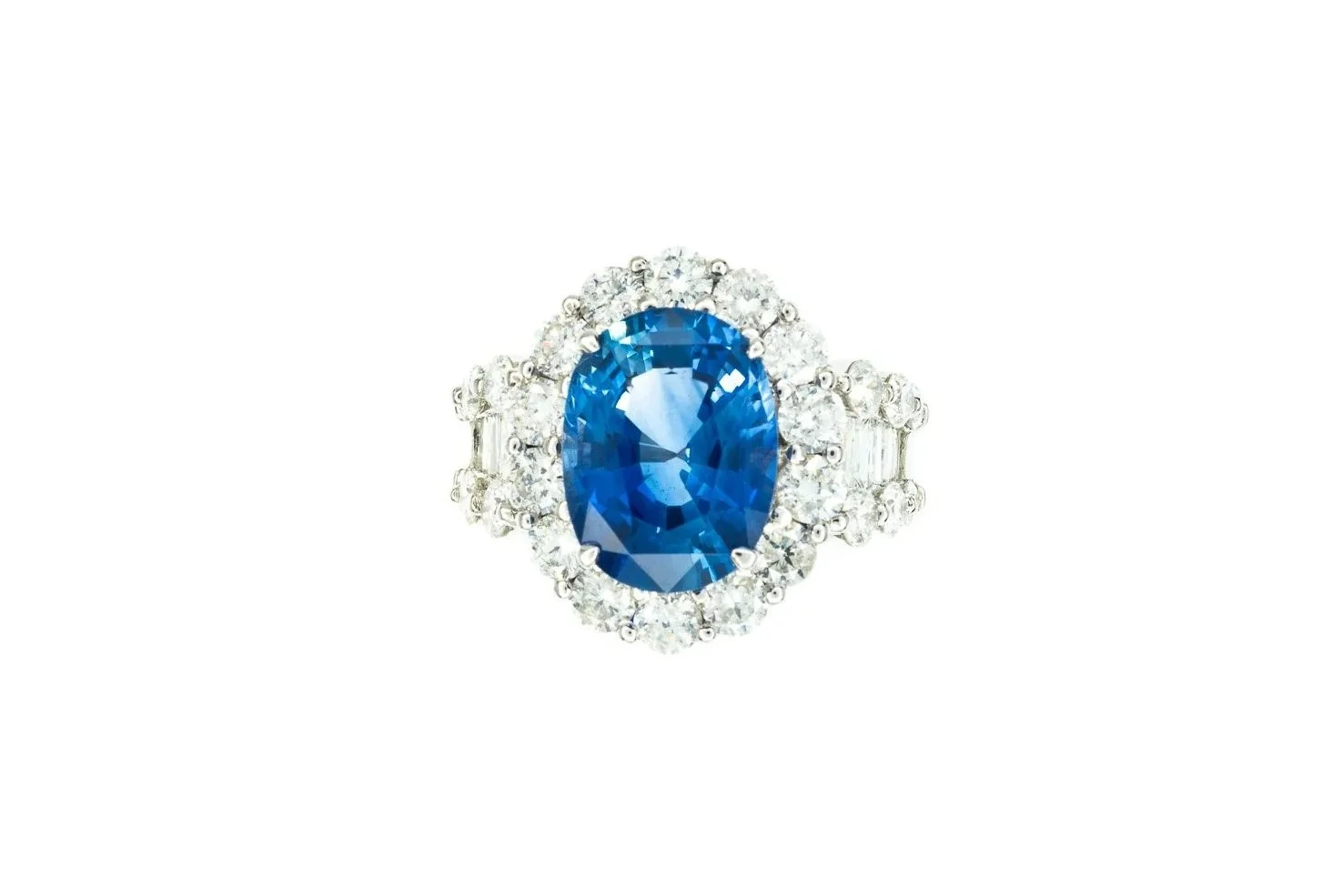 (T)Platinum Diamond Sapphire Simon G Designer Gemstone Ring