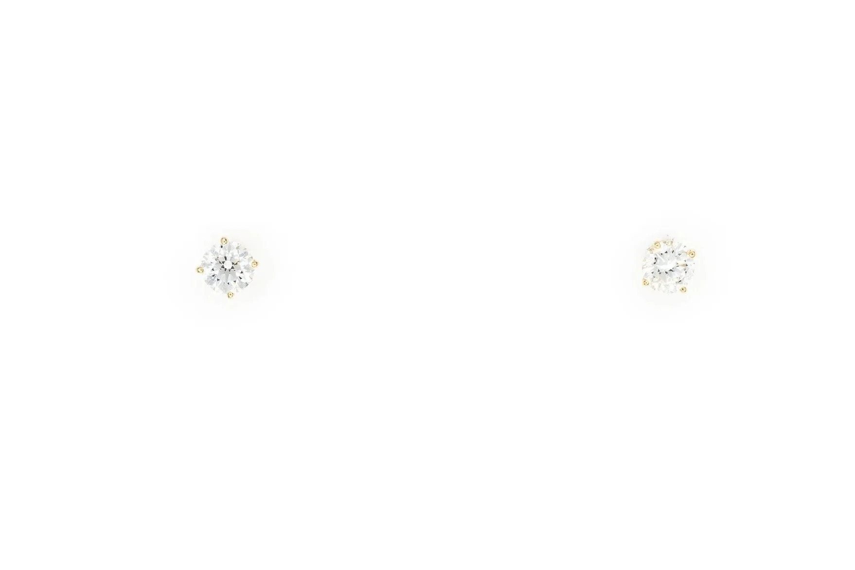 (T)Yellow Gold Solitaire Round Brilliant Cut Diamond Studs