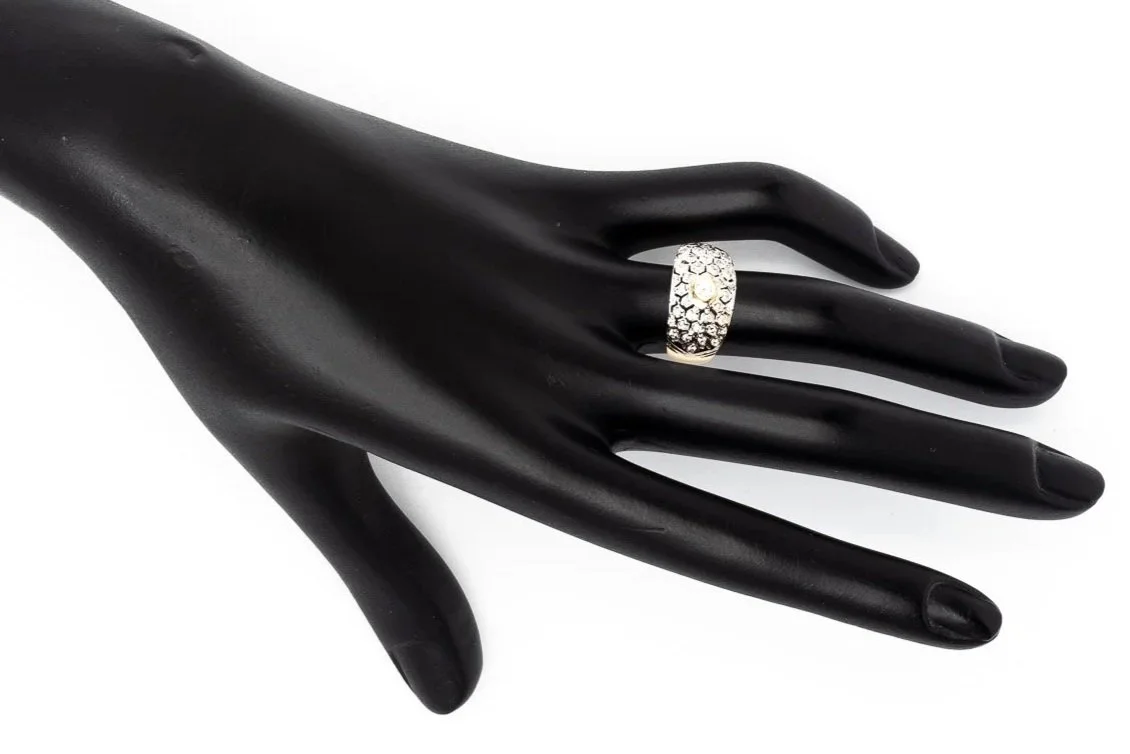 (H)White Yellow Gold Round Brilliant Cut Multi Diamond Ring