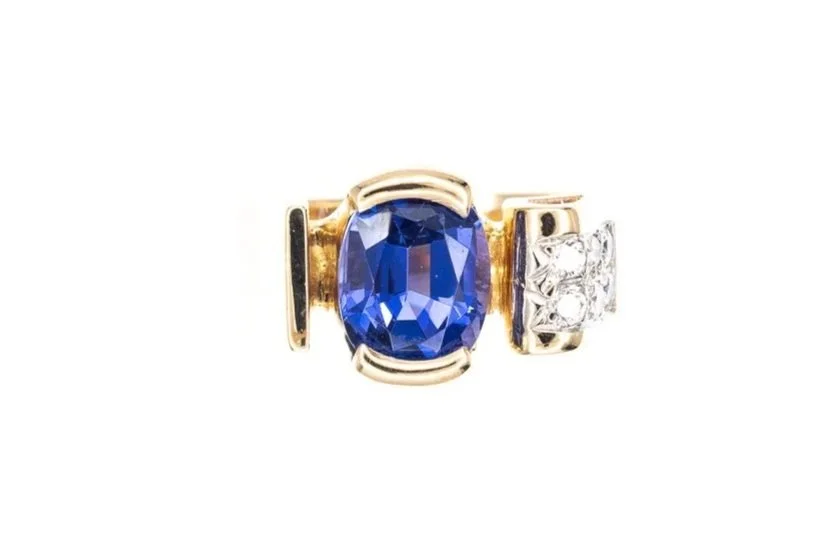 (T)White Yellow Gold Diamond Tanzanite Gemstone Ring