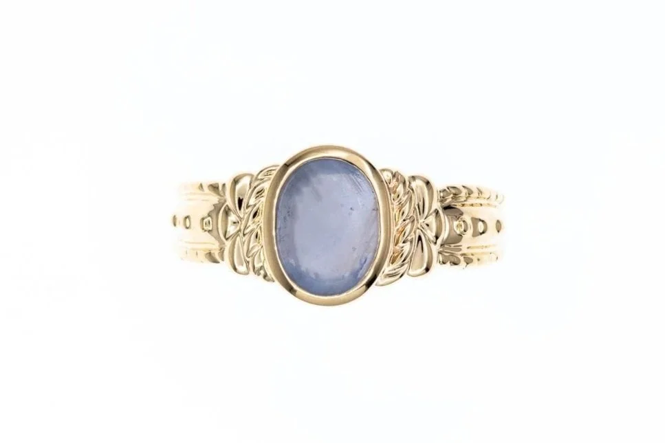 (T)Yellow Gold Solitaire Untreated Star Sapphire Gemstone Ring