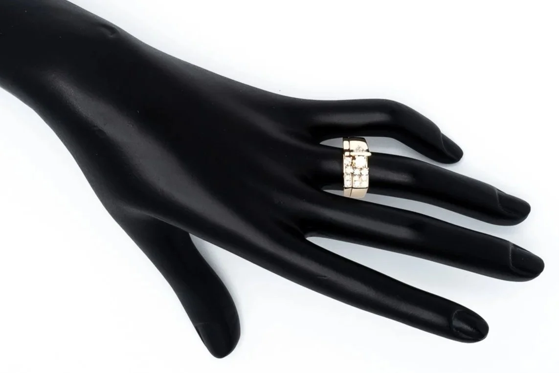 (H)Yellow White Gold Round Brilliant Cut Diamond Engagement Ring Wedding Set