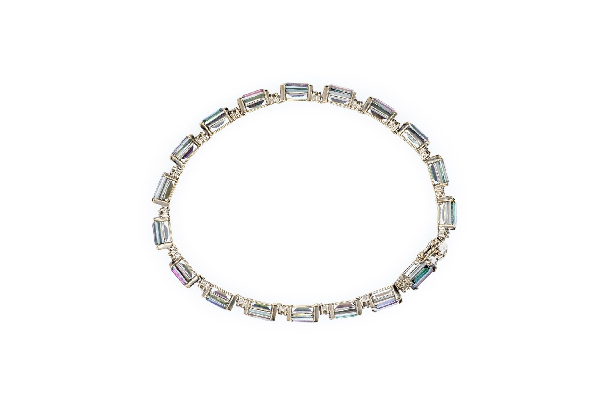 (T)White Gold Diamond Mystic Topaz Tennis Bracelet