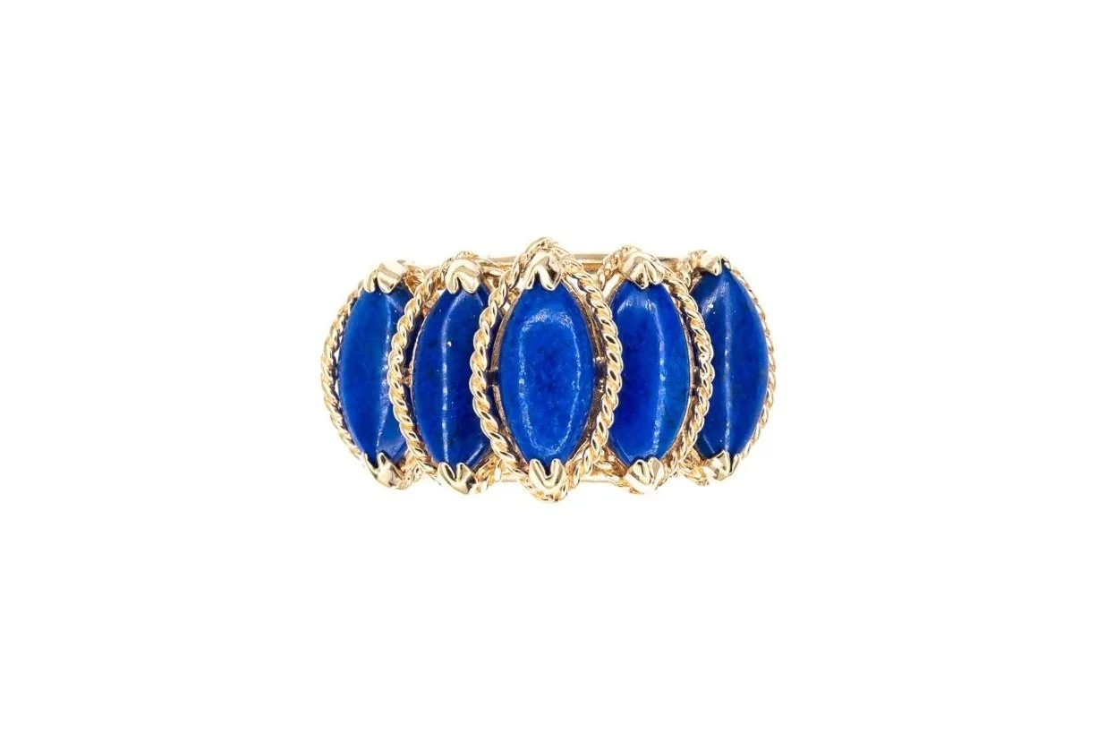 (T)Yellow Gold Lapis Lazuli Gemstone Ring