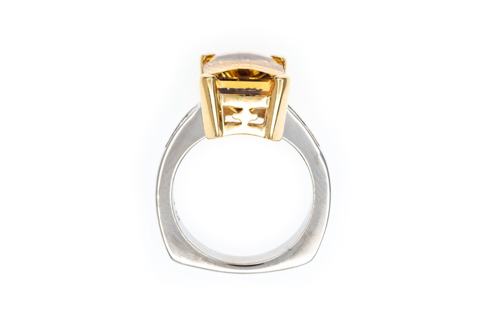 (F)White Yellow Gold Diamond Citrine Christopher Sommers Designer Ring