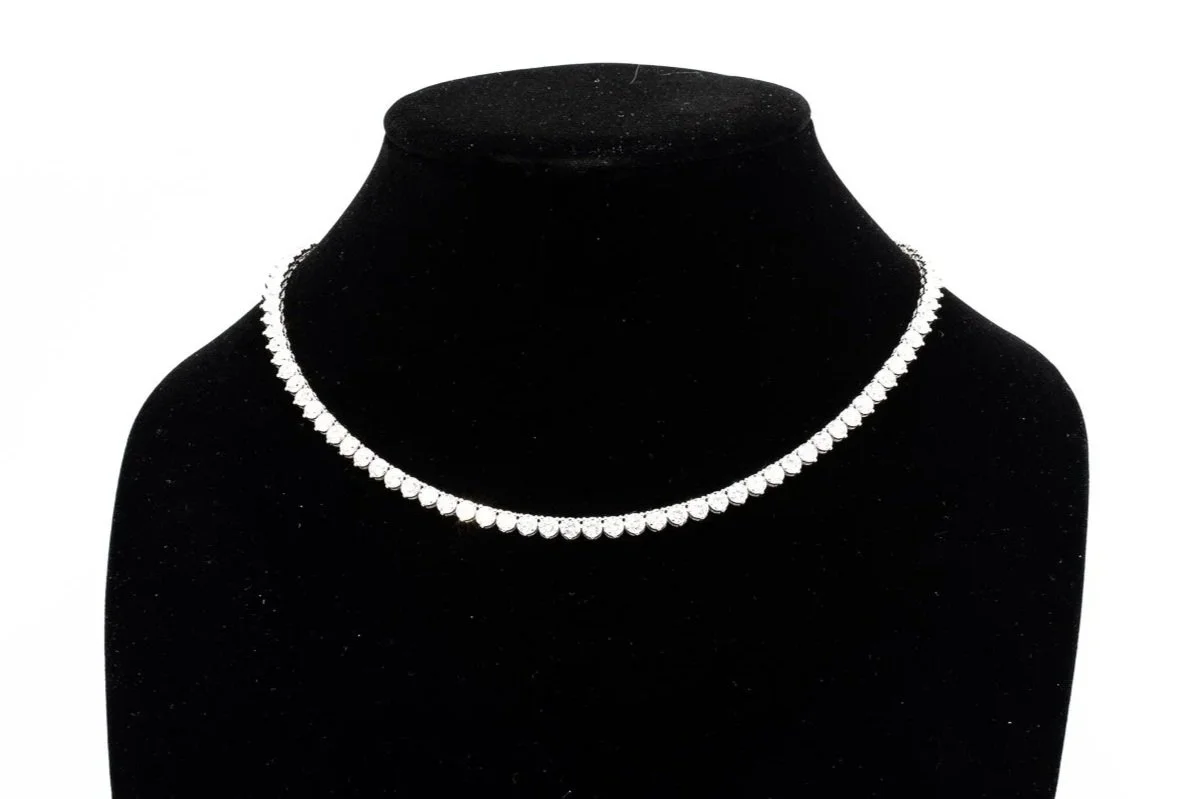 White Gold Round Brilliant Cut Lab Grown Diamond Riviera Necklace