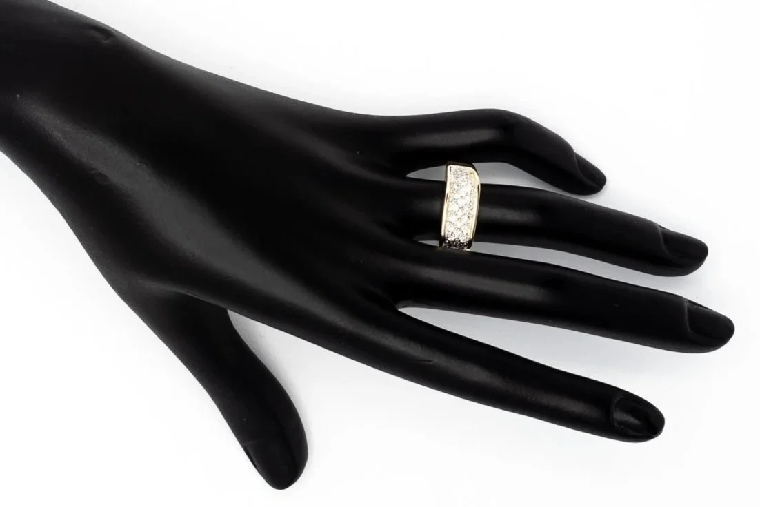 (H)Yellow White Gold Round Brilliant Cut Multi Diamond Ring