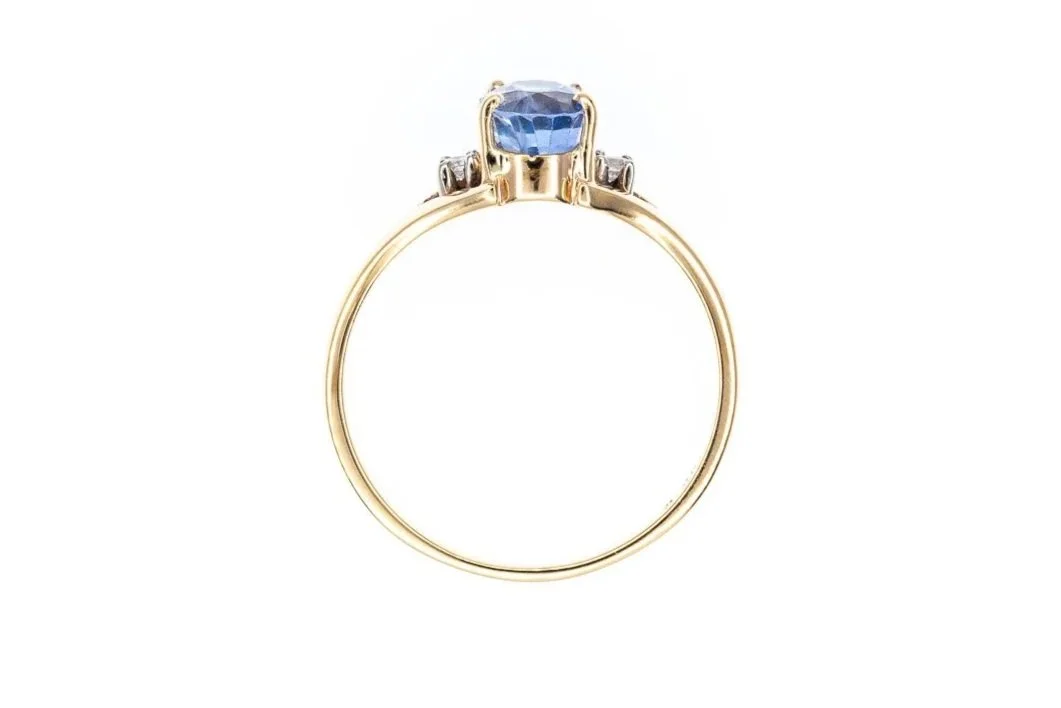 (F)White Yellow Gold Diamond Sapphire Gemstone Ring