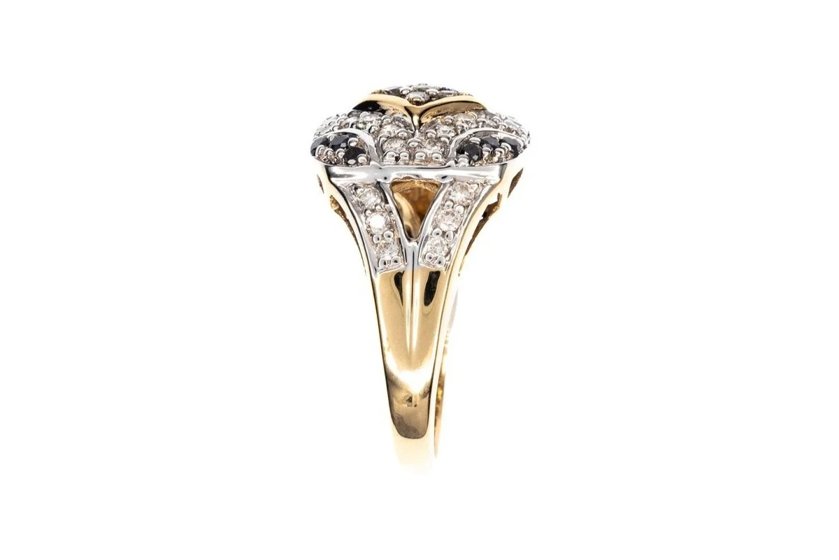 (S)Yellow Gold Round Brilliant Cut Multi Diamond Ring