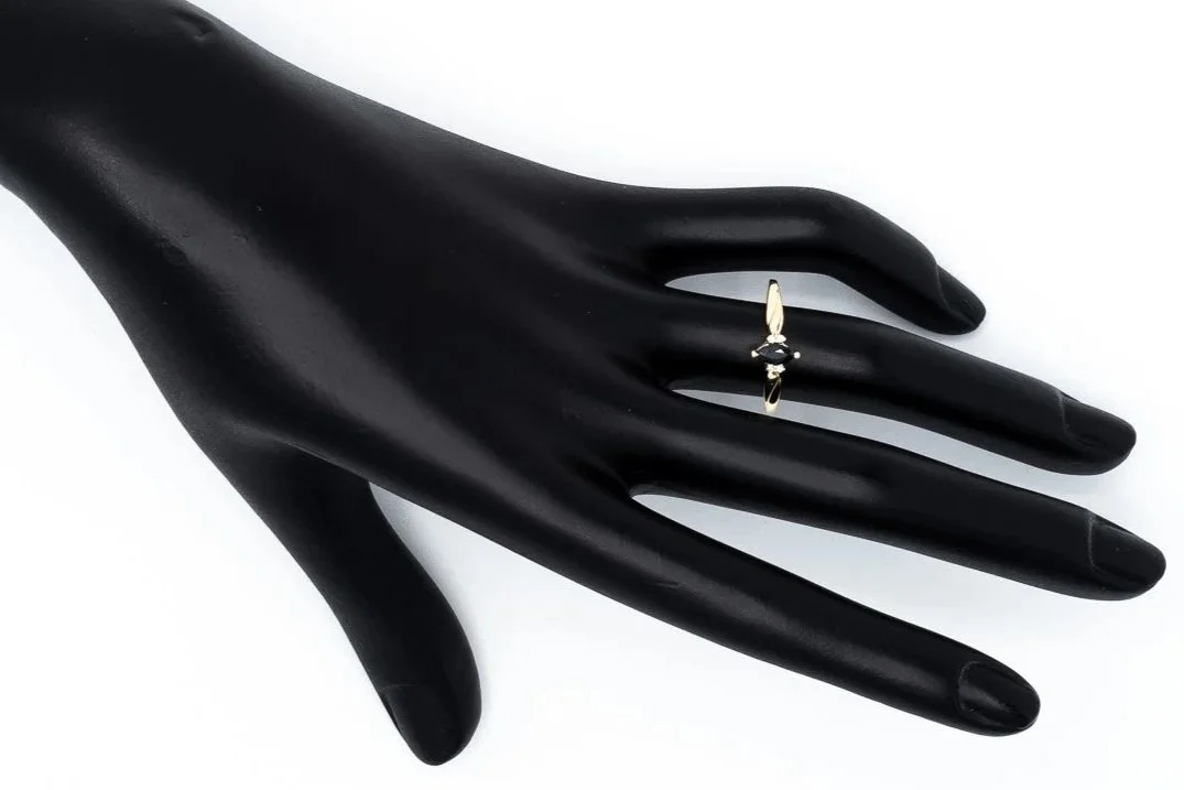 (H)Yellow Gold Diamond Sapphire Gemstone Ring