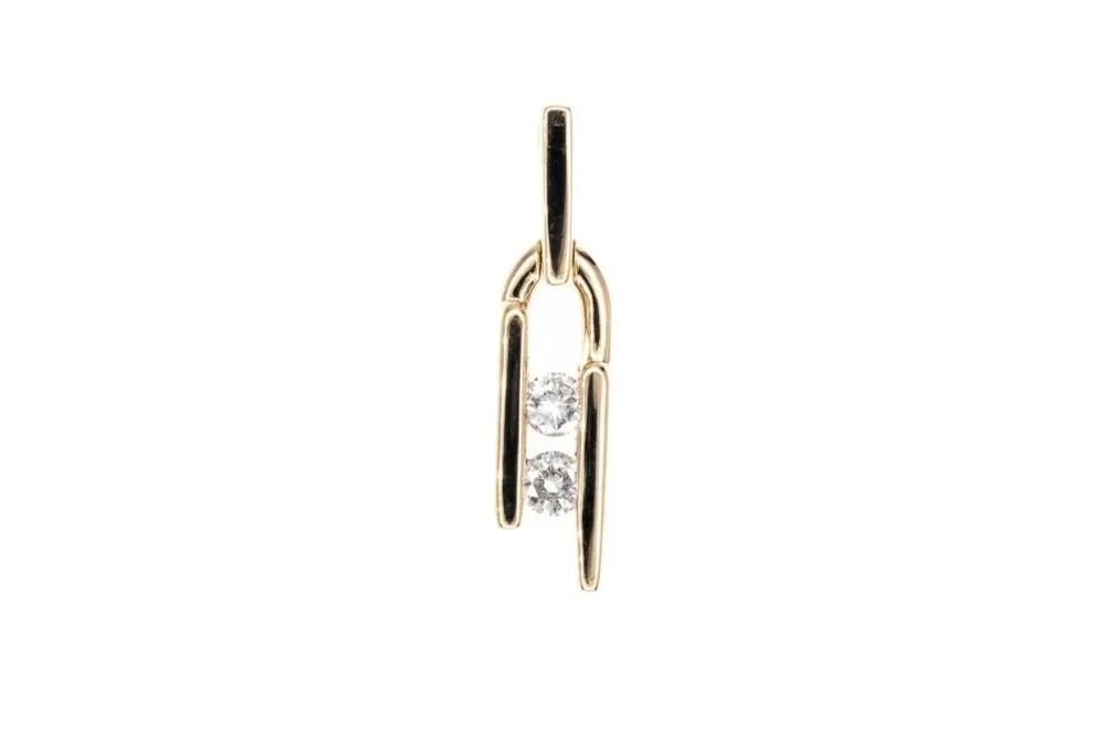 (T)Yellow Gold Diamond Drop Dangle Pendant