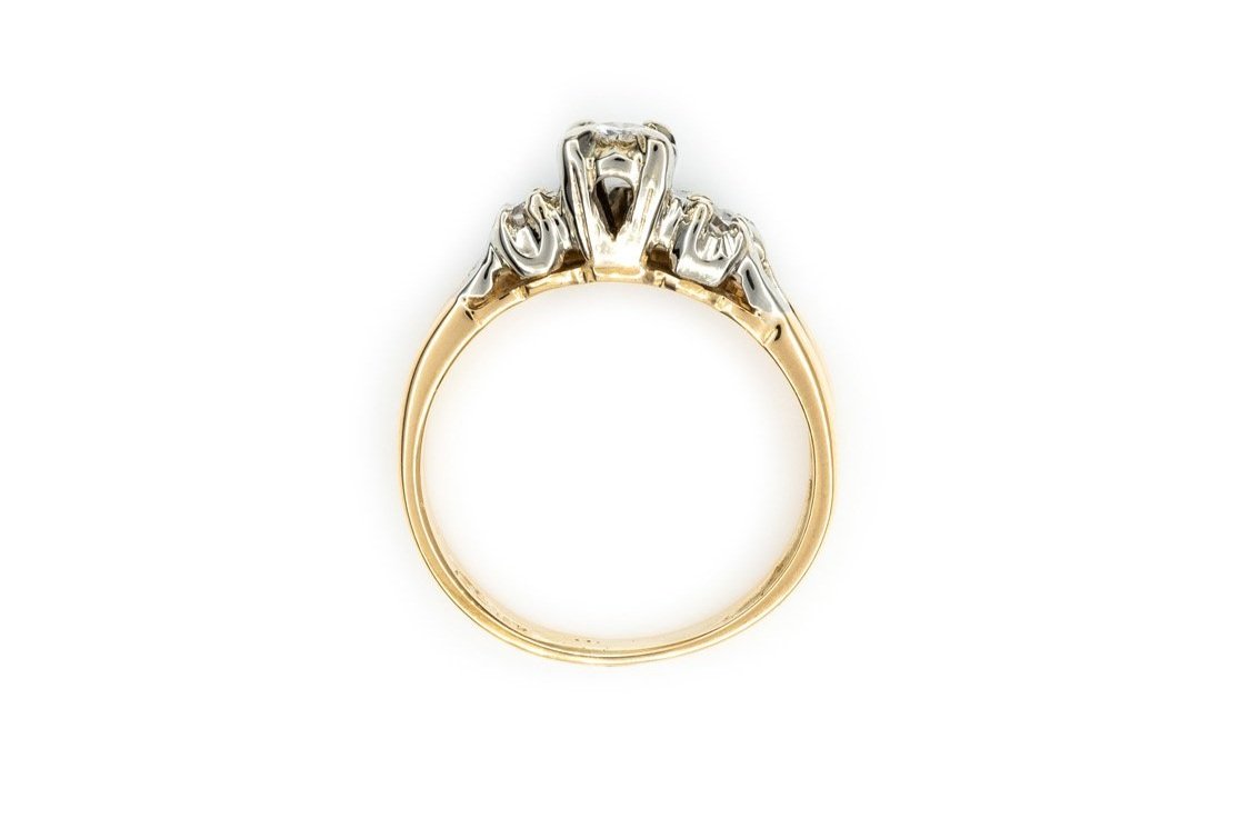 (F)Yellow Gold Round Brilliant Cut Diamond Wedding Set
