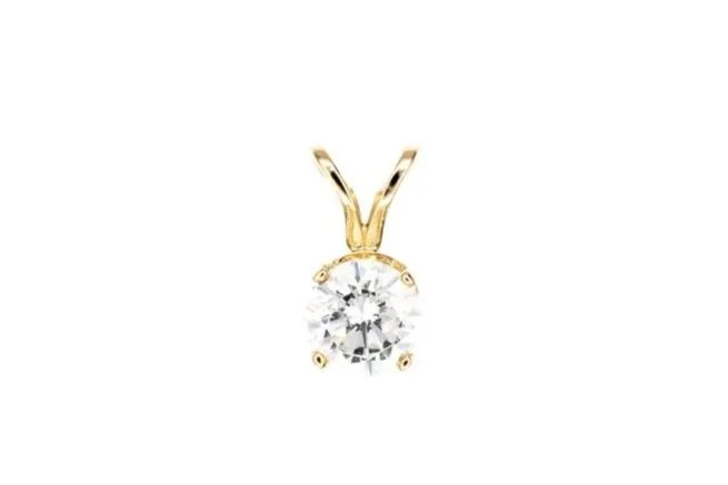 (T)Yellow Gold Solitaire Diamond Pendant